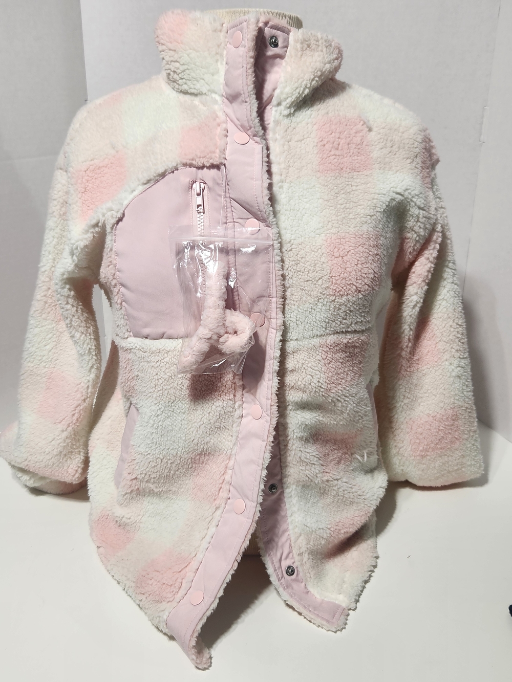 Hippie Rose Cozy Pink & Cream Sherpa Jacket